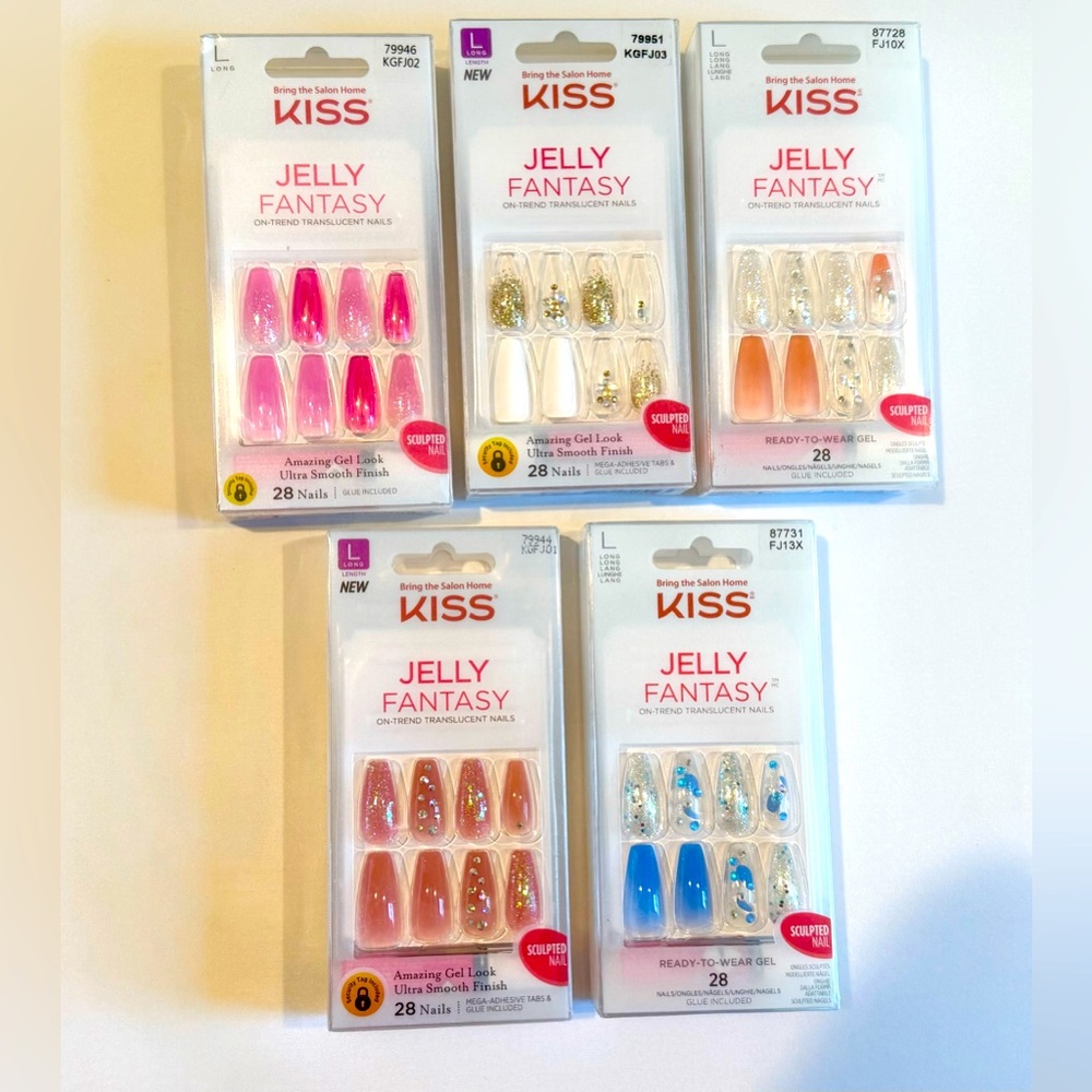 "Set of 5" Kiss JELLY FANTASY Nails Designs***CLOSEOUT–Deal# P04